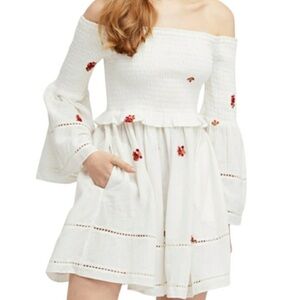 Free People - Off the Shoulder Smocked Short Dress XS